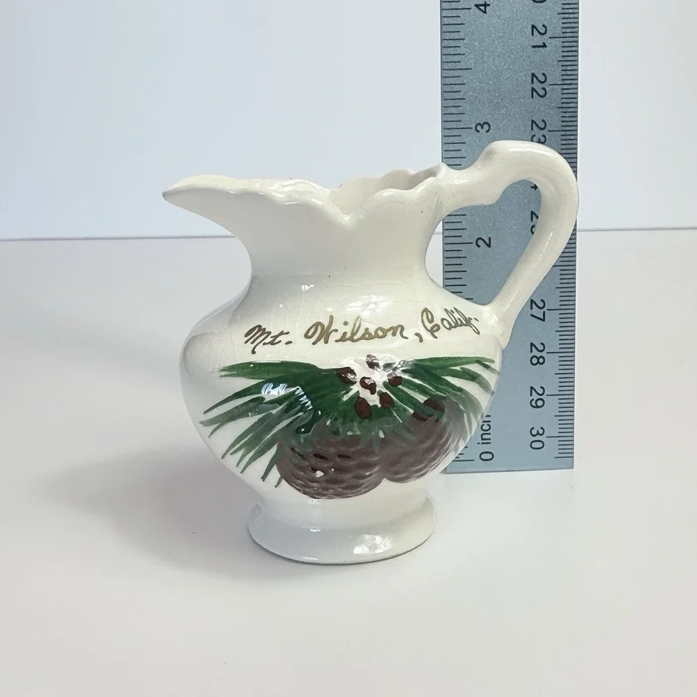 Vintage California Souvenir Mini Pitcher Pinecone Cabin Cottagecore Decor